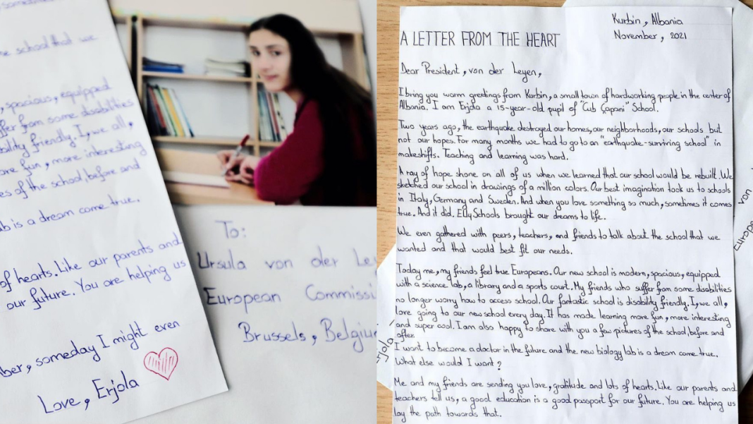 Letra e 16-vjeçares nga Kurbini që preku Ursula Von der Leyen